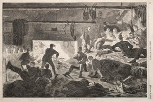 Quartos de inverno no acampamento - o interior de uma cabana, 1863. de Winslow Homer