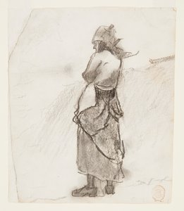Mulher olhando para o mar, Cullercoats, Inglaterra de Winslow Homer