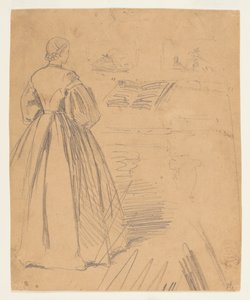 Mulher em pé diante de um piano de Winslow Homer