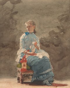 Young Woman Sewing, 1876. de Winslow Homer