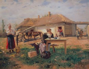 A chegada do professor na vila de Wladimir Jegorowitsch Makowski