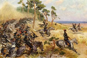 Alemão 1º Hussardos sobre exercícios (cor litho)