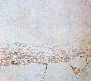 Vista de Urfahr, c1510-1553 de Wolf Huber