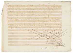 Manuscrito para música autografada, Zwei deutsche Kirchenlieder, K.343 de Wolfgang Amadeus Mozart