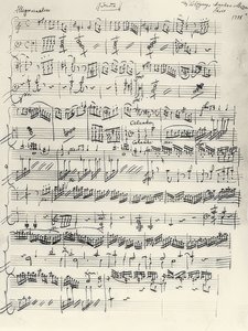 Início da sonata para piano em Menor. KV310. Autógrafo. 1778
