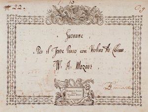 Frontispício de sonata para fort-piano e violino por Mozart. de Wolfgang Amadeus Mozart