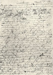 Wolfgang Amadeus Mozart (1756-1791) compositor austríaco. Carta de autógrafo para sua irmã Nannerl. Nápoles 19 de março de 1770 de Wolfgang Amadeus Mozart