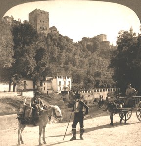 Muralhas e Torres da Alhambra, Granada, Espanha, 1896. de Works and Sun Sculpture Studios