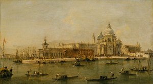 Veneza: The Dogana e Santa Maria della Salute. de Workshop of Francesco Guardi