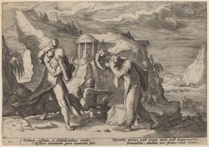 Deucalião e Pirra povoando a Terra de Workshop of Hendrick Goltzius, after Hendrick Goltzius