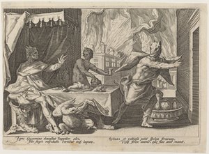 Lycaon transformado em lobo de Workshop of Hendrick Goltzius, after Hendrick Goltzius