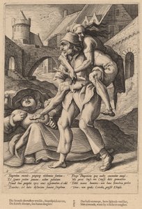 A pobreza é mais fácil de suportar do que o luxo de Workshop of Hendrick Goltzius, after Karel van Mander I