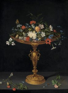 Flores numa tazza sobre um parapeito de Workshop of Jan Brueghel the Elder