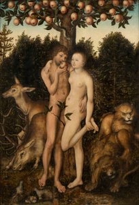 Adão e Eva de workshop of Lucas Cranach the Elder