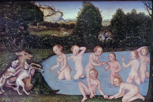 Alemão: Diana und Aktäon Diana e Actaeon de workshop of Lucas Cranach the Elder