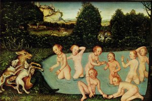 Alemão: Diana und Aktäon Diana e Actaeon de workshop of Lucas Cranach the Elder