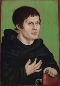 Alemão: Posthumes Bildnis Martin Luthers (1483-1546) als Augustinermönch Retrato póstumo de Martinho Lutero como monge agostinho de workshop of Lucas Cranach the Elder