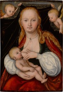 Nossa Senhora e o Menino com anjos de workshop of Lucas Cranach the Elder