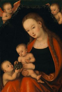 A Virgem e o Menino com o menino João Batista e os anjos de workshop of Lucas Cranach the Elder