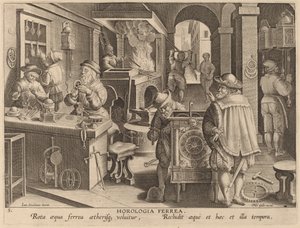 Horologia Ferrea (Relógios de Ferro) de Workshop of Philip Galle after Jan van der Straet