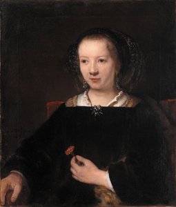 Jovem com um cravo de Workshop of Rembrandt van Rijn
