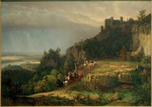 W.Whittredge, lute em frente ao castelo (Castelo de Drachenfels)