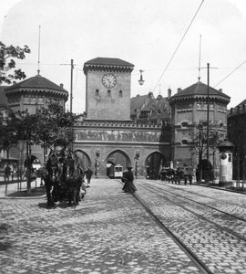 Isartor Isar Gate, Munique, Alemanha, c1900s. de Wurthle and Sons