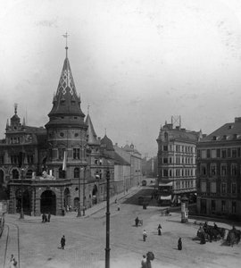 Löwenbräu Keller e Stiglmaierplatz, Munique, Alemanha, c1900s.