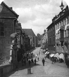 A ponte de carne Fleischbrucke, Nuremberg, Alemanha, c1900s.