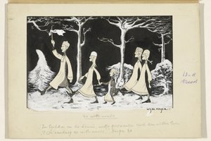 Henk, Anne, Hans, Noor e Elly marcham através da neve de Wybo Meijer (signed by artist)