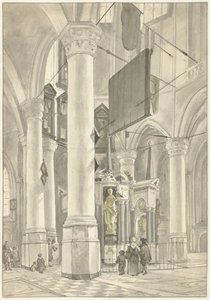 Vista no Nieuwe Kerk em Delft, com o túmulo de William de Orange