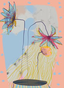 Flores abstratas em tons pastel