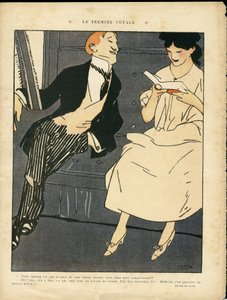 Ilustração de Xavier Gose (1876-1915) em Le Lire, 27/08/10 - A Primeira Viagem - Comboio Ferroviário, Moda Masculina, Adultere