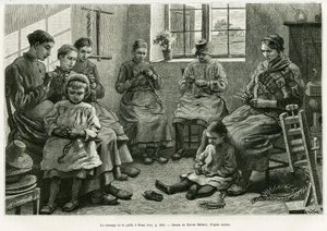 A trança de palha tem Eclusa. Gravura de Xavier Mellery para ilustrar a história La Belgique, de Camille Lemonnier, em le tour du monde 1886, dirigida por Edouard Charton (1807-1890), Hachette, Paris.
