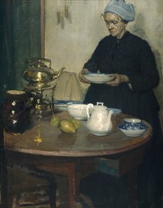 Mulher à mesa do café (óleo sobre tela)