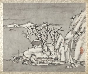 Paisagem e figura, de um álbum de Paisagens e caligrafia para Liu Songfu