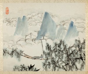 Paisagem com Figura, de um álbum de Paisagens e Caligrafia para Liu Songfu