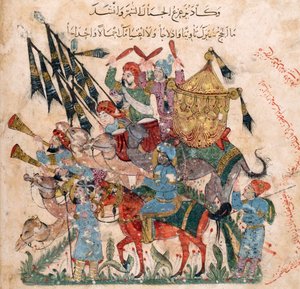 Caravana de peregrinos em Ramleh a partir de um manuscrito de Maqâmât de al-Harîrî, 1237