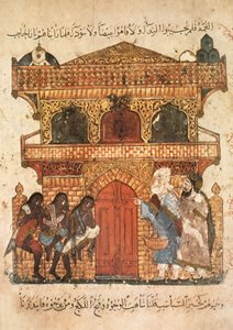 Sra. Ar 5847 f.120, Palácio de uma senhora, de Maqamat por Al Hariri, c.1240 (guache sobre velino)
