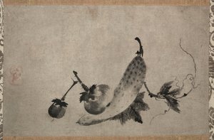 Pepinos e berinjela, 1500s. de Yamada Doan