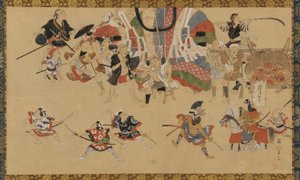 Cena de rua durante um festival, ca. 1750-70. de Yamamoto Fujinobu