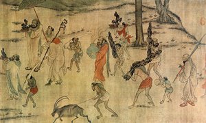 Vassal trazendo suas homenagens à quadra de Tang, c.600-673 (tinta e cor sobre seda) de Yan Liben (attr. to)