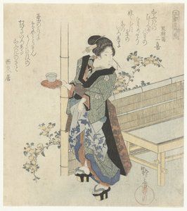 Garçonete em flores Yamabuki Flores Famosas das Três Capitais (título da série) Santo meishobana (título da série no objeto)