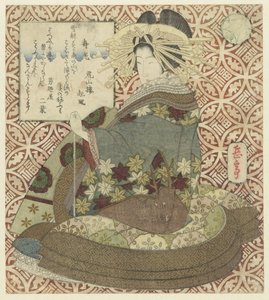 Mulher sentada com cachimbo de Yashima Gakutei
