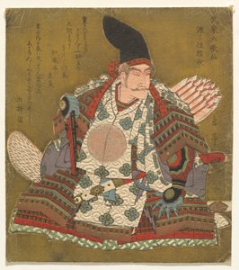 te rd coluna k Minamoto no Yorimasa (Minamoto Sanmi Yorimasa), da série Te shi x Hitomo r e outros l Samurai poet ts (Samurai Rokukasen) de Yashima Gakutei
