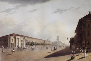 O Grande Gostiny Dvor Merchant Yard em São Petersburgo, década de 1820 de Yermolai Ivanovich Yesakov