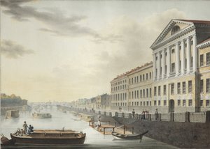 Vista do rio Fontanka da ponte Izmailovsky, 1820-1823 de Yermolai Ivanovich Yesakov