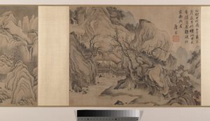 Paisagens (oito folhas de álbum montadas como um rolo de mão; tinta e cor sobre seda)