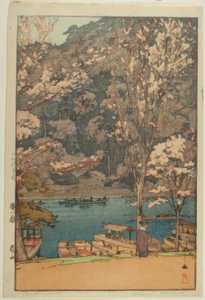 Arashiyama, da série "Oito Cenas de Flores de Cerejeira". de Yoshida Hiroshi