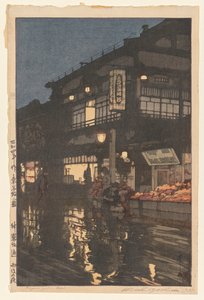 Rua Kagurazaka após uma chuva noturna de Yoshida Hiroshi